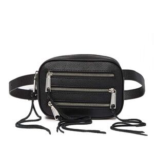 Rebecca Minkoff Black 3 Zip Leather Belt Bag